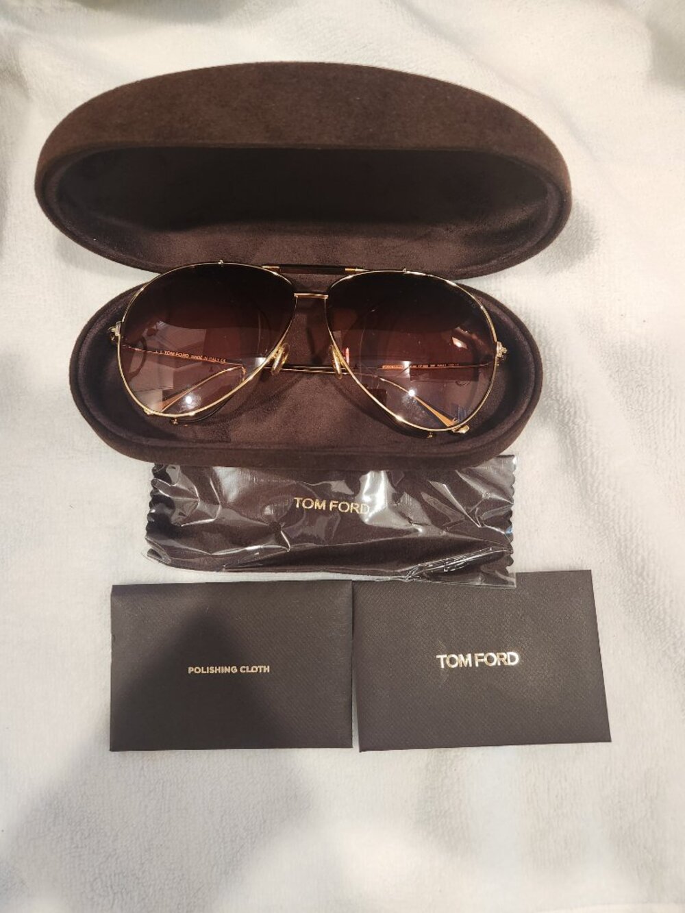 Tom Ford 62mm Oversized Pilot Aviator Sunglasses Beige - Excellent Condition - Picture 2 of 4